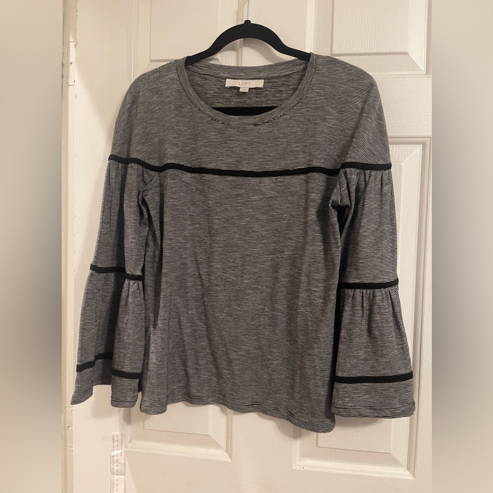 Loft bell sleeve striped top size small